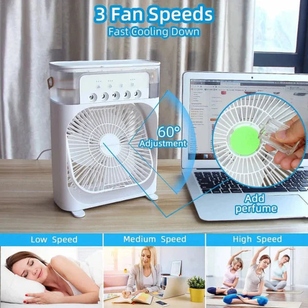 Mini 3-in-1 USB AC Fan with LED & Humidifier